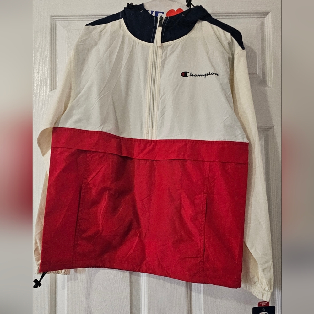 Champion Red and White Windbreaker